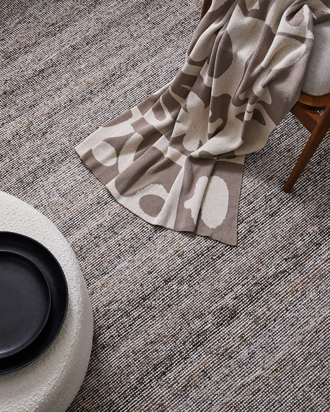 Abstract Knitted Throw 130x170cm Taupe & Ivory