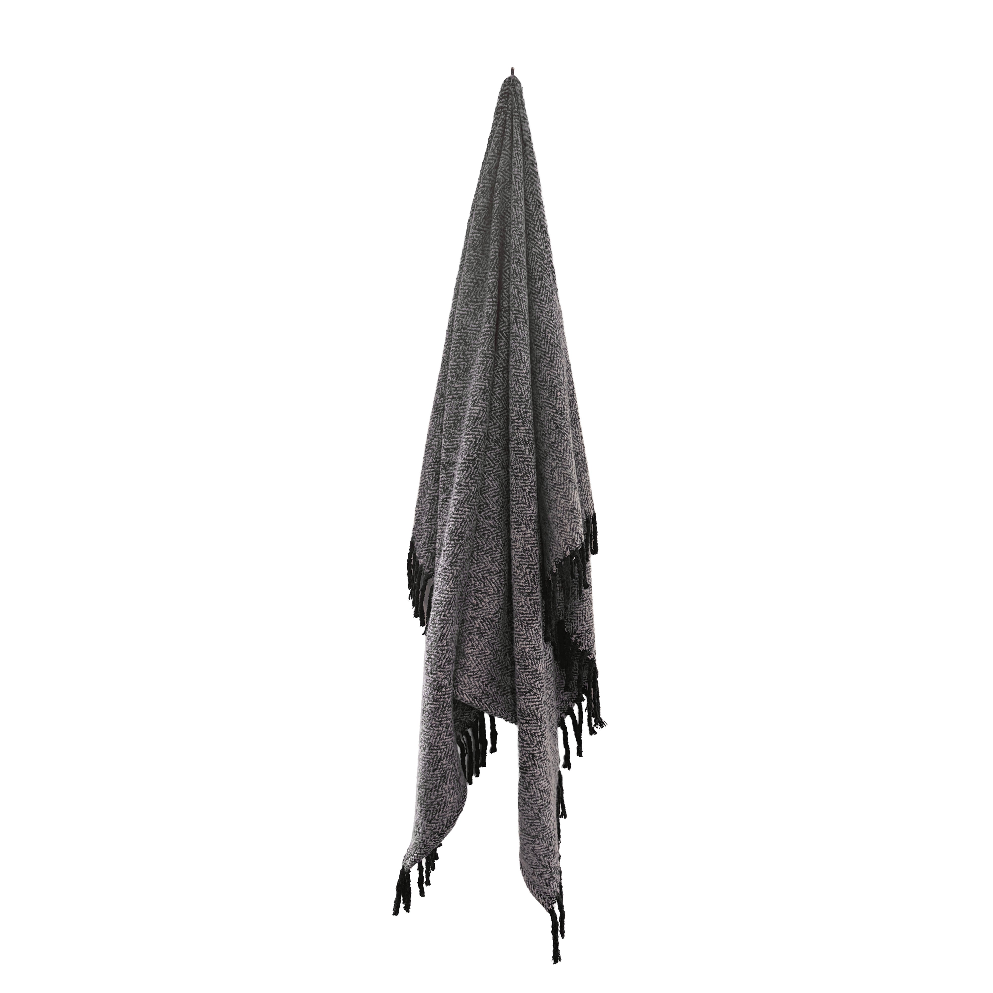 Alba Faux Mohair Throw 130x170cm Grey Black