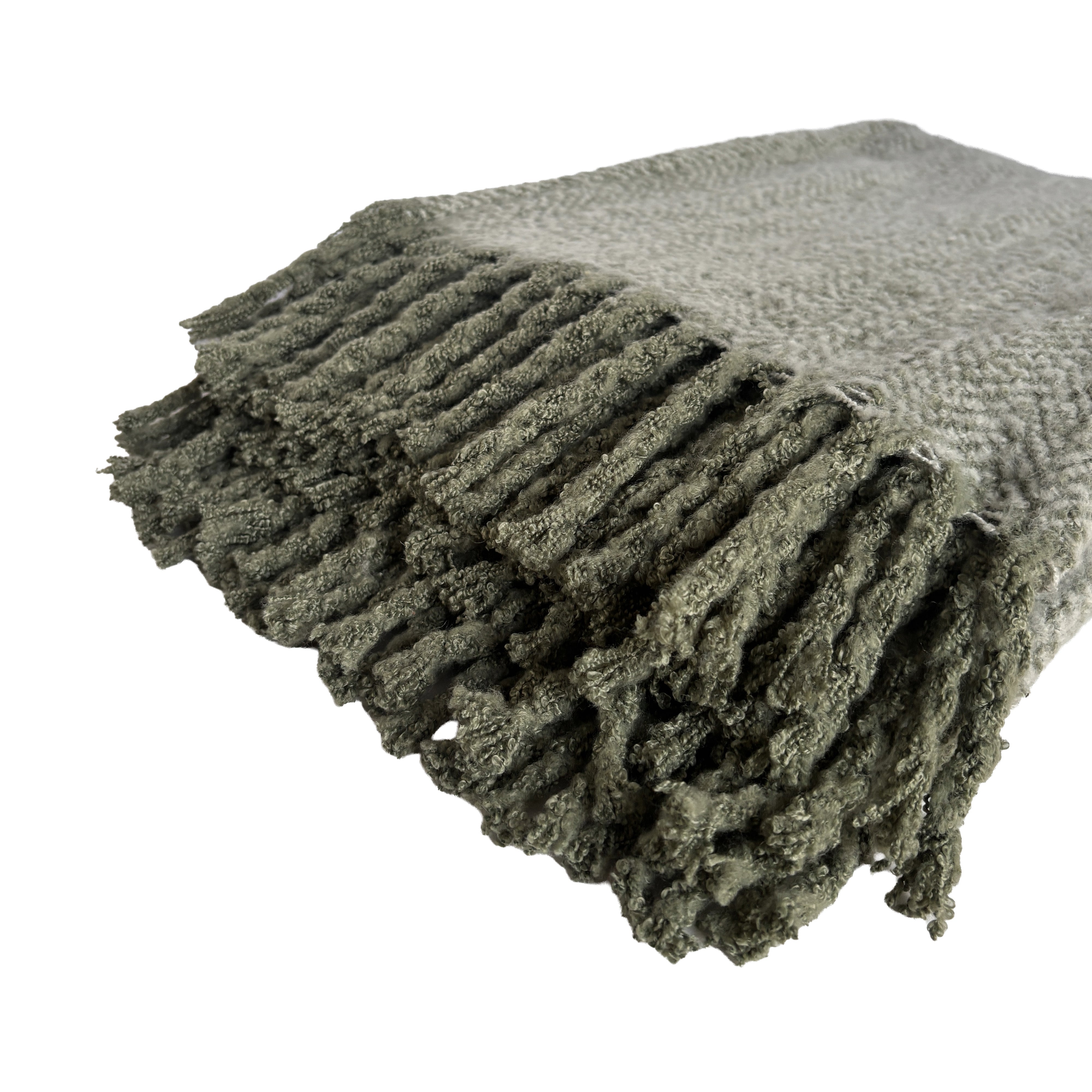 Alba Faux Mohair Throw 130x170cm Sage Green