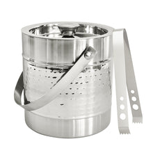 Load image into Gallery viewer, Alfie Ice Bucket with tongs 15x15cm Hammered Chrome
