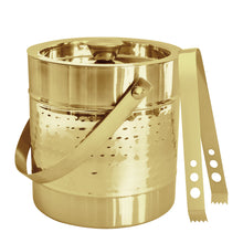 Load image into Gallery viewer, Alfie Ice Bucket with tongs 15x15cm Hammered Gold
