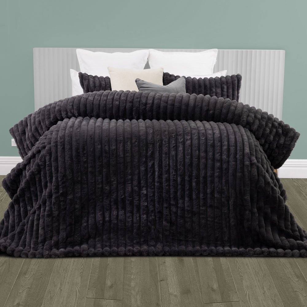 Arna 3 Pc Comforter Queen 240x240cm + 2 Pillow Cases 48x73cm Charcoal; ETA Mid March