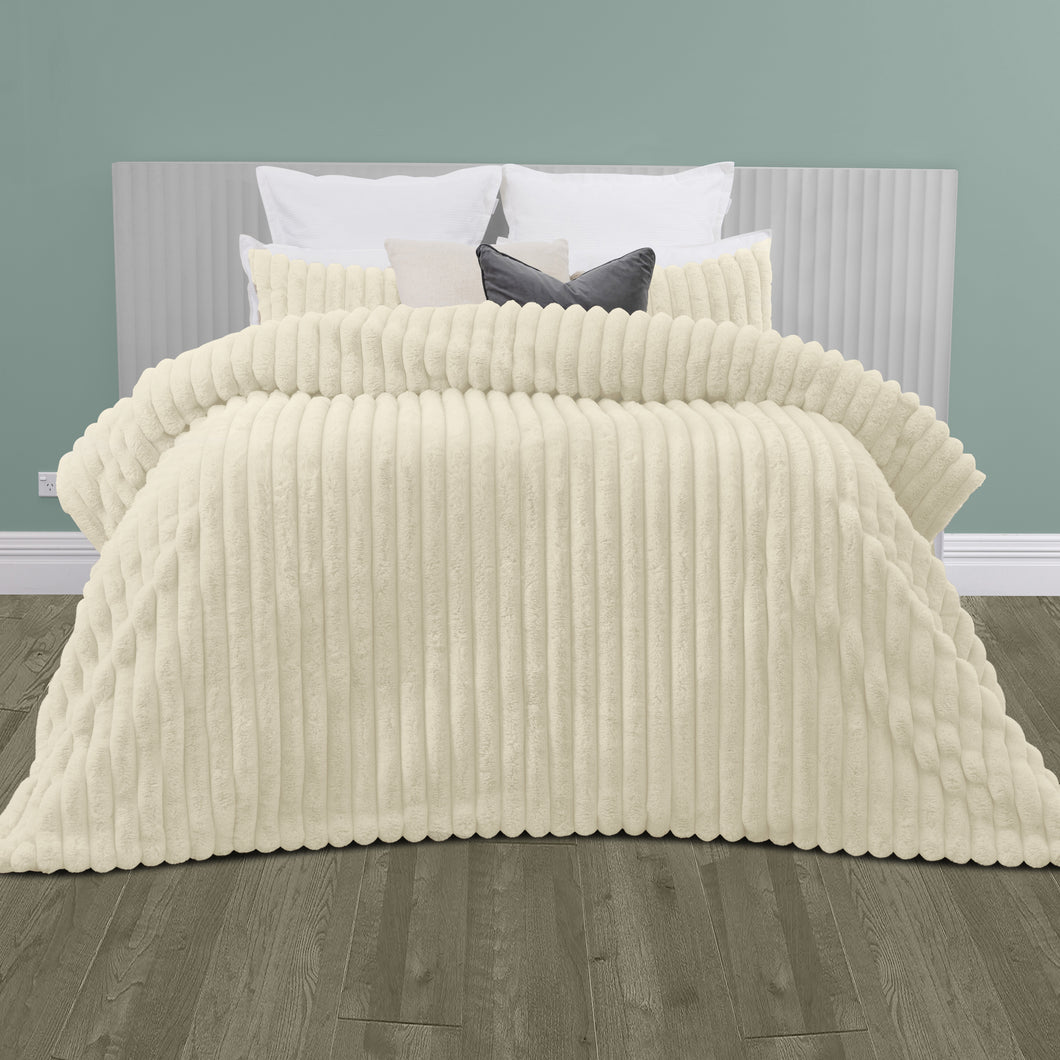 Arna 3 Pc Comforter Queen 240x240cm + 2 Pillow Cases 48x73cm Ivory; ETA Mid April