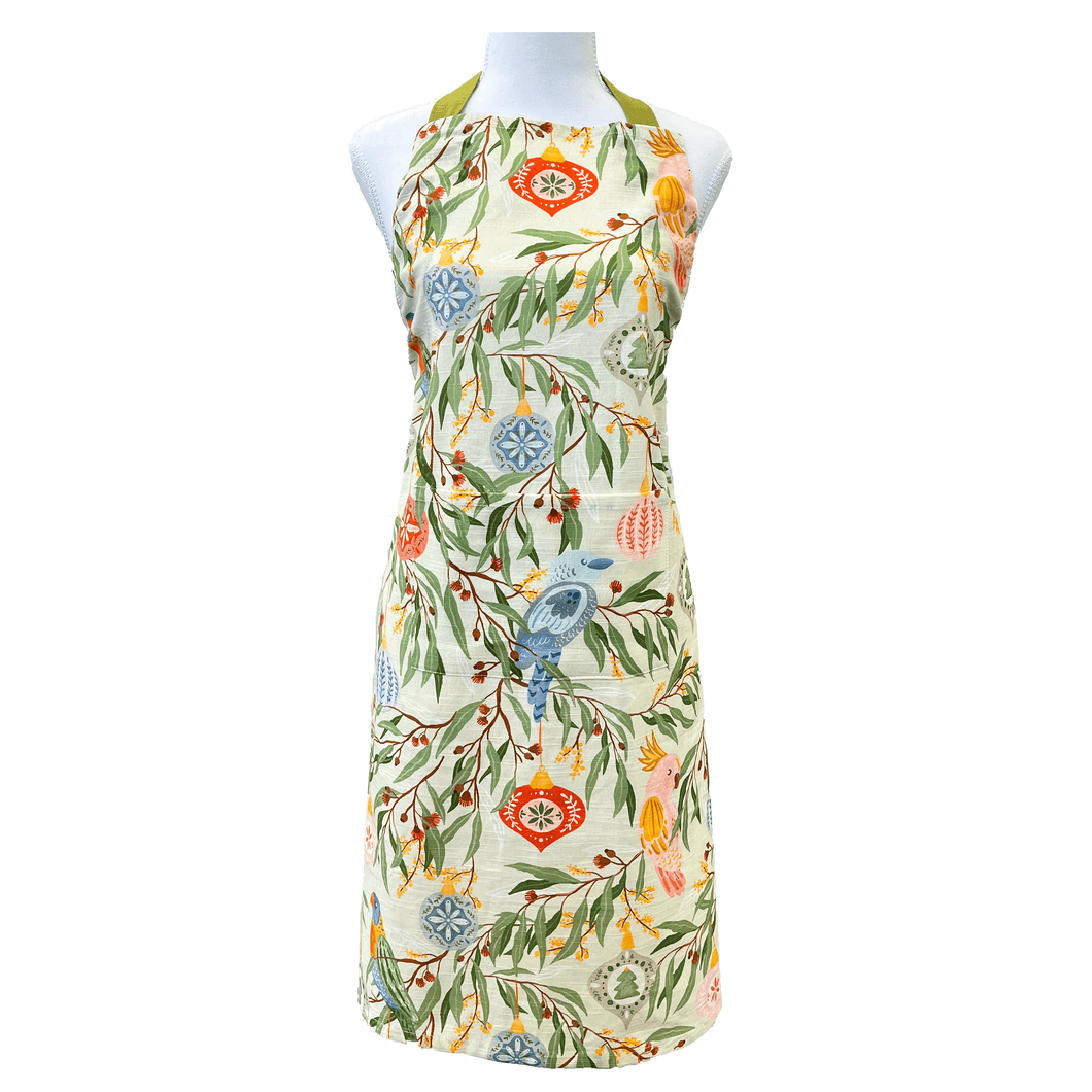 Australian Bird Christmas Apron 83x68cm Green Multi