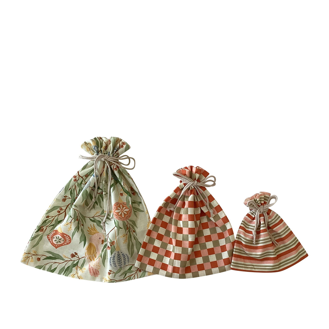 Australian Bird Christmas Gift Bags 3pk Green Multi