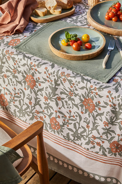 Basra Printed Tablecloth 150x270x0.5cm Muted Sage