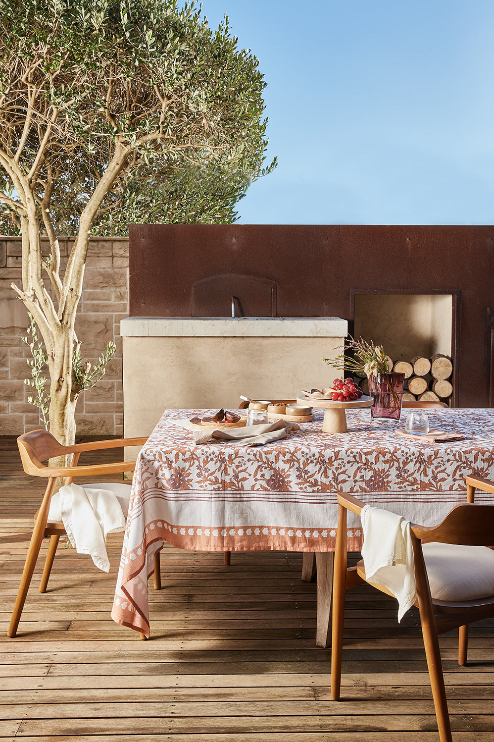Basra Printed Tablecloth 150x270x0.5cm Ochre