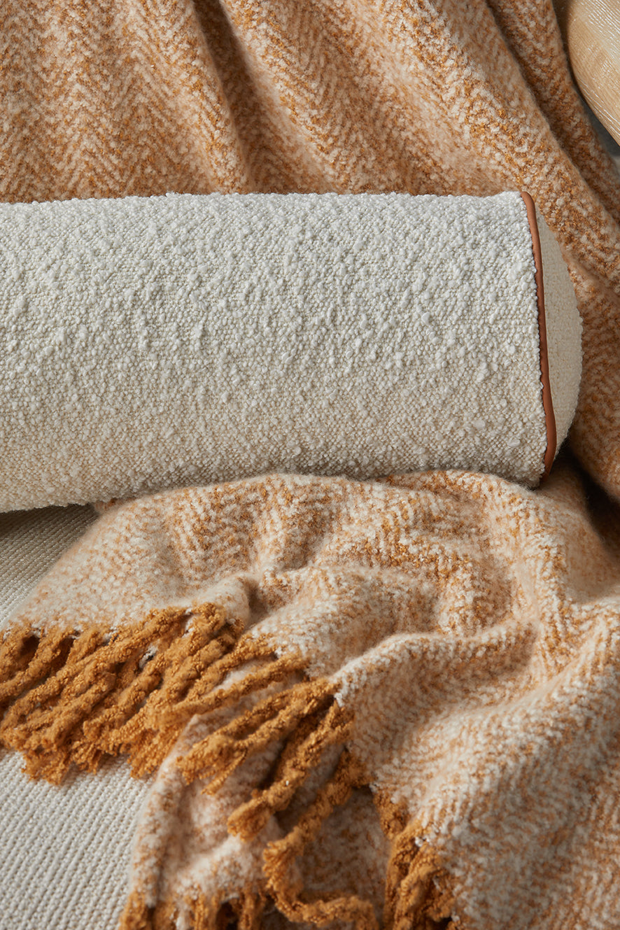 Brooklyn Bolster Boucle Cushion 18x60cm White