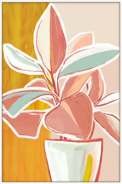 Bungalow B Framed Canvas 60x90x4cm Yellow & Pink Multi