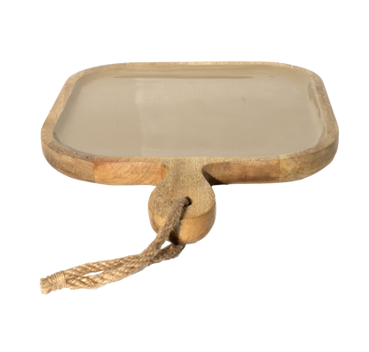 Corinne Square Tray with Handle 26x26x2.5cm Light Taupe