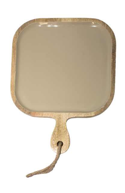Corinne Square Tray with Handle 26x26x2.5cm Light Taupe