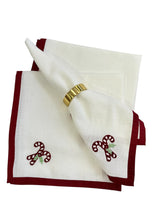 Load image into Gallery viewer, Candy Cane Printed Napkins 4pk 45x45x0.03cm White Multi
