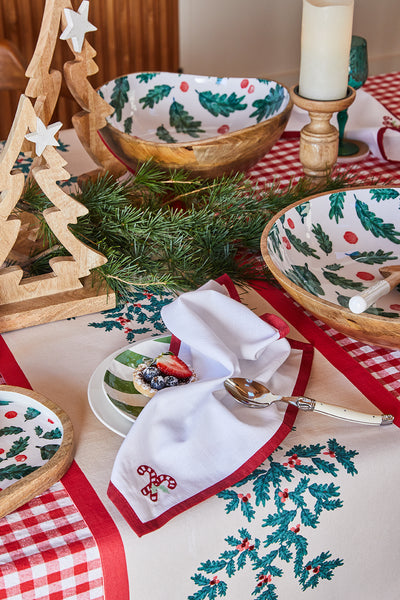 Candy Cane Printed Napkins 4pk 45x45x0.03cm White Multi