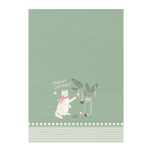Load image into Gallery viewer, Cat Collage Christmas Tea Towel 2pk 50x70cm Mint &amp; Green; ETA End July
