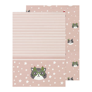 Cat Portrait Christmas Tea Towel 2pk 50x70cm Pink Multi; ETA End July