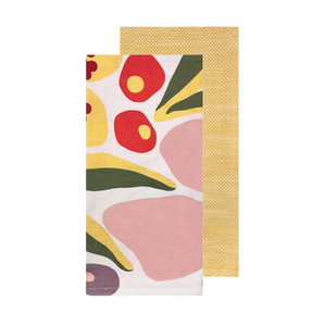 Charmie 2 Pack Tea Towels 50x70x0.2cm Floral Yellow Multi; ETA Early October