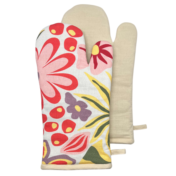 Charmie Oven Mitt 2pk 19x35x2cm Yellow Floral Multi; ETA Early October