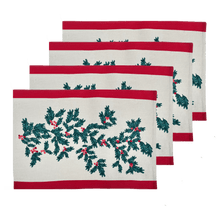 Load image into Gallery viewer, Christmas Foliage Placemat Set of 4 33x48cm Green Multi
