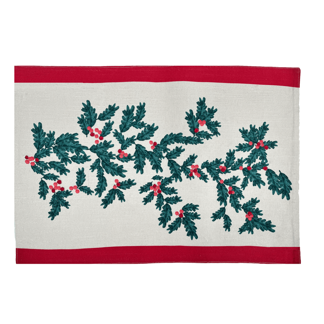 Christmas Foliage Placemat Set of 4 33x48cm Green Multi