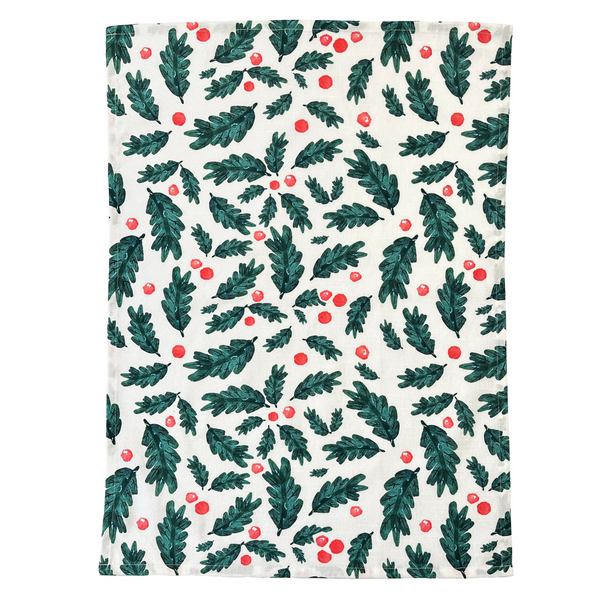 Christmas Foliage Tea Towel 2pk 50x70x1.5cm Green Multi