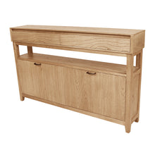 Load image into Gallery viewer, Clark Shoe Rack with Double Drawer Oak; ETA Late March
