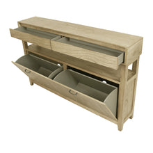 Load image into Gallery viewer, Clark Shoe Rack with Double Drawer Oak; ETA Mid May

