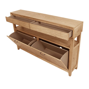 Clark Shoe Rack with Double Drawer Oak; ETA Late March