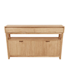 Load image into Gallery viewer, Clark Shoe Rack with Double Drawer Oak; ETA Late March
