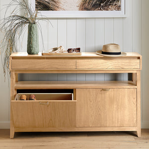 Clark Shoe Rack with Double Drawer Oak