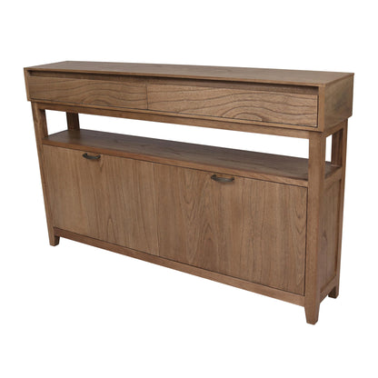 Clark Shoe Rack with Double Drawer Walnut
