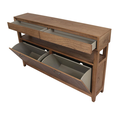 Clark Shoe Rack with Double Drawer Walnut