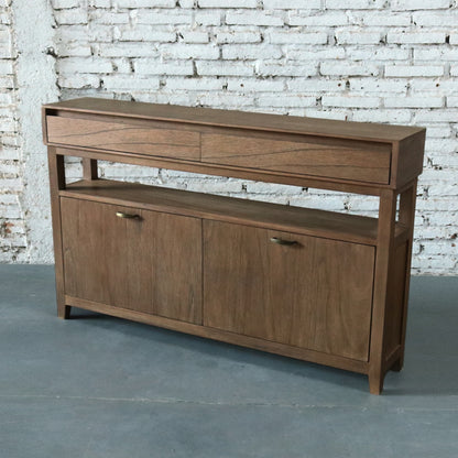 Clark Shoe Rack with Double Drawer Walnut