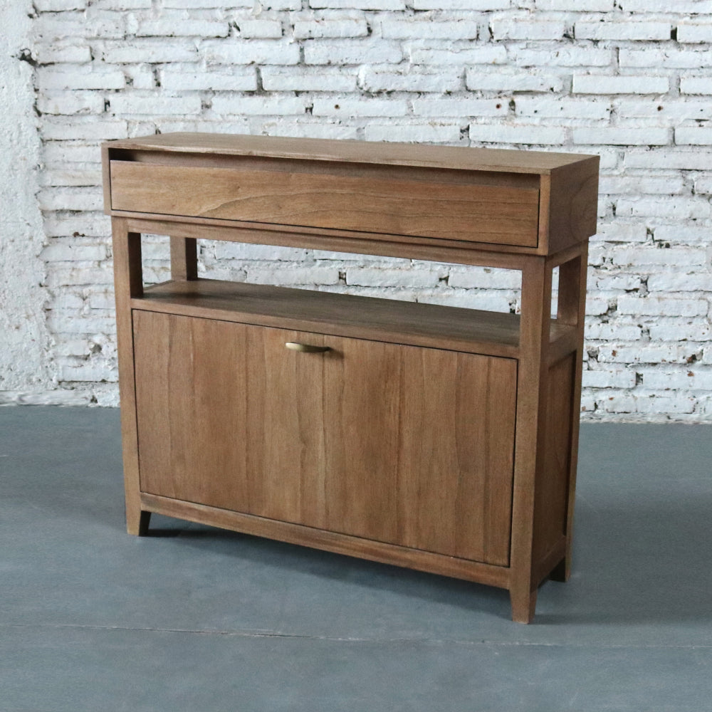 Clark Shoe Rack with Drawer Walnut