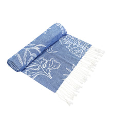 Load image into Gallery viewer, Coral Turkish Towel 90x180cm Dusty Blue &amp; White
