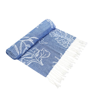 Coral Turkish Towel 90x180cm Dusty Blue & White