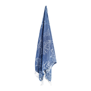 Coral Turkish Towel 90x180cm Dusty Blue & White