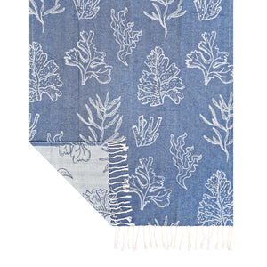 Coral Turkish Towel 90x180cm Dusty Blue & White