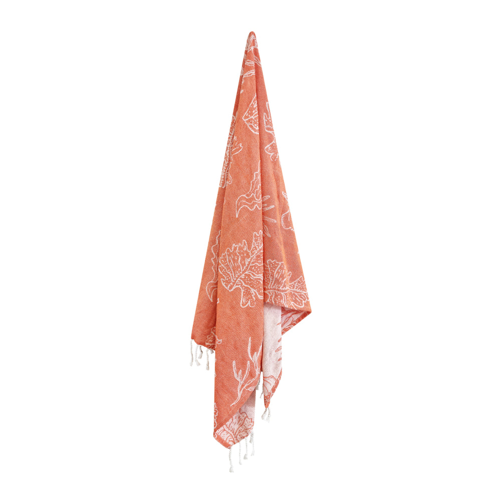 Coral Turkish Towel 90x180cm Tangerine & White