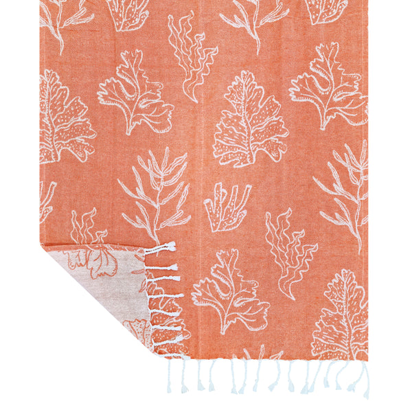 Coral Turkish Towel 90x180cm Tangerine & White