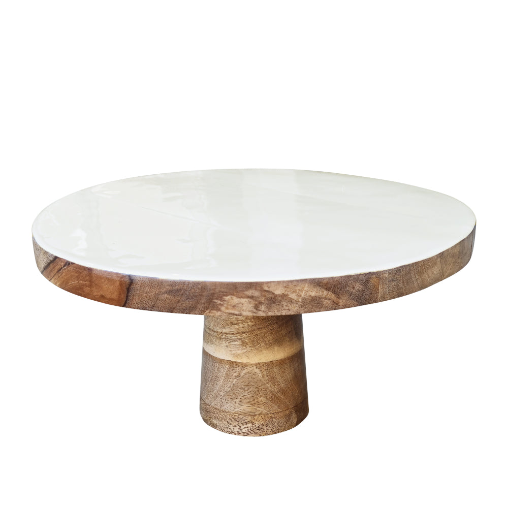 Corinne Cake Stand 30x12cm White & Natural