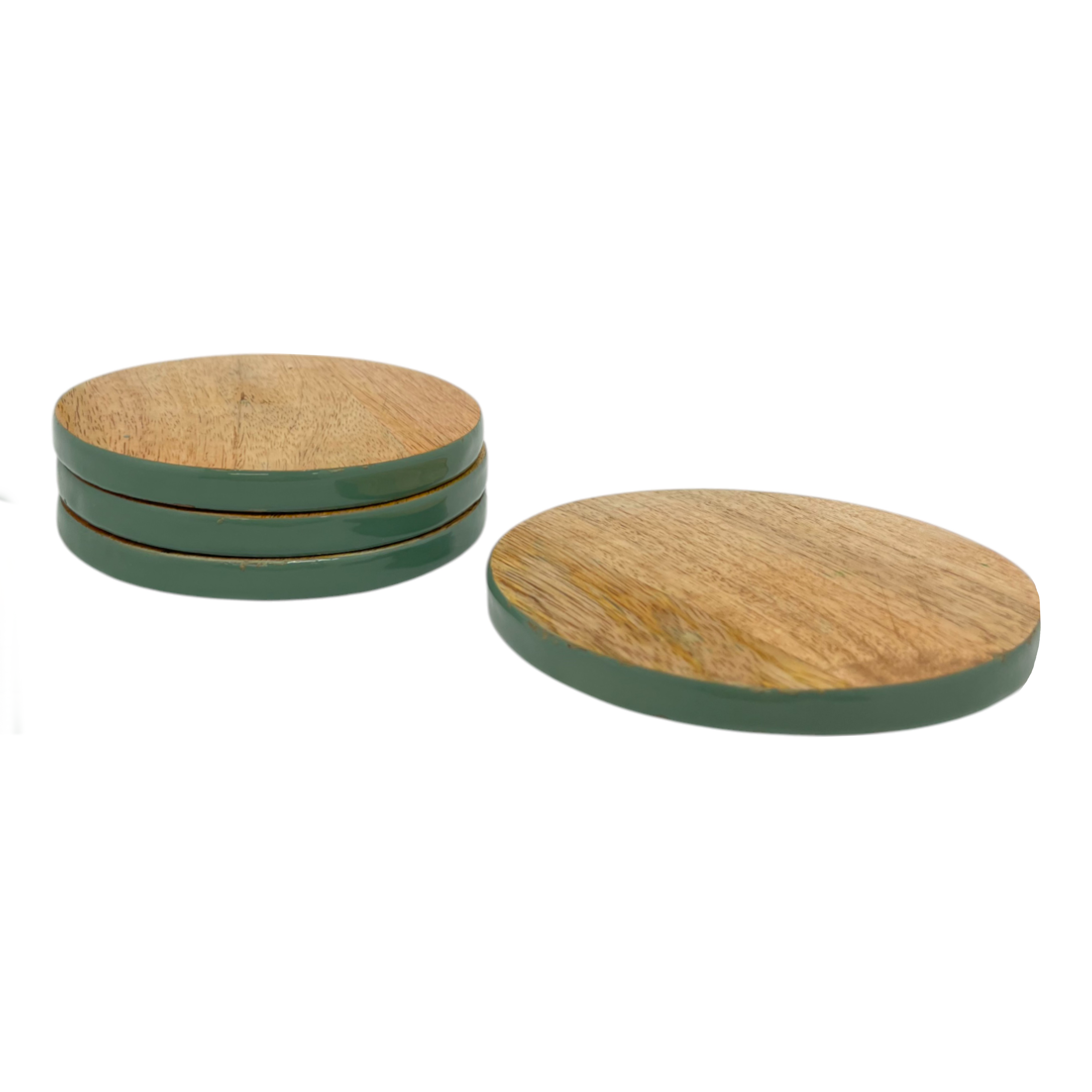Corinne Coasters 4pk 10x10x1cm Green & Natural