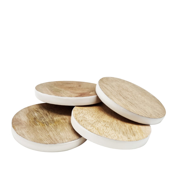 Corinne Coasters 4pk 10x10x1cm White & Natural