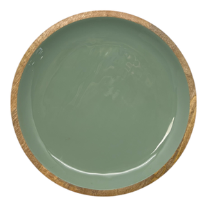 Corinne Round Serving Tray Small 26x26x2cm Green & Natural; ETA Early October