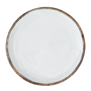 Corinne Round Serving Tray Small 26x26x2cm White & Natural