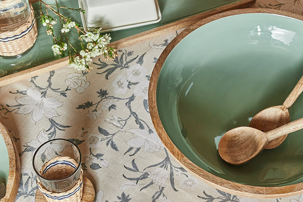 Corinne Salad Bowl 40x40x10cm Green & Natural