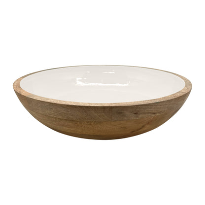 Corinne Salad Bowl 40x40x10cm White & Natural
