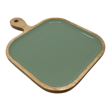 Load image into Gallery viewer, Corinne Square Tray with Handle 26x36x2.5cm Green &amp; Natural; ETA Early October
