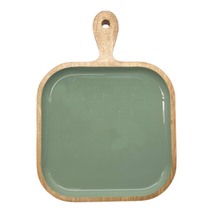 Corinne Square Tray with Handle 26x36x2.5cm Green & Natural; ETA Early October