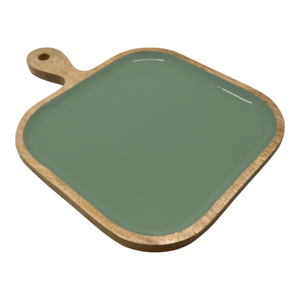 Corinne Square Tray with Handle 26x36x2.5cm Green & Natural; ETA Early October
