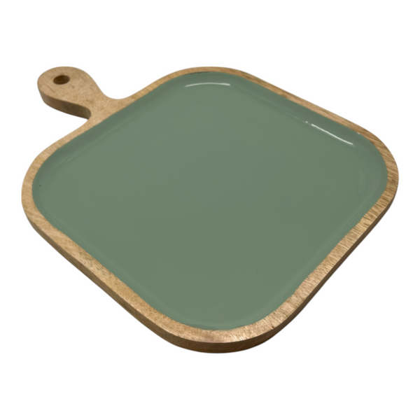 Corinne Square Tray with Handle 26x36x2.5cm Green & Natural; ETA Early October